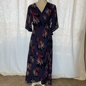 Woman’s floral wrap dress